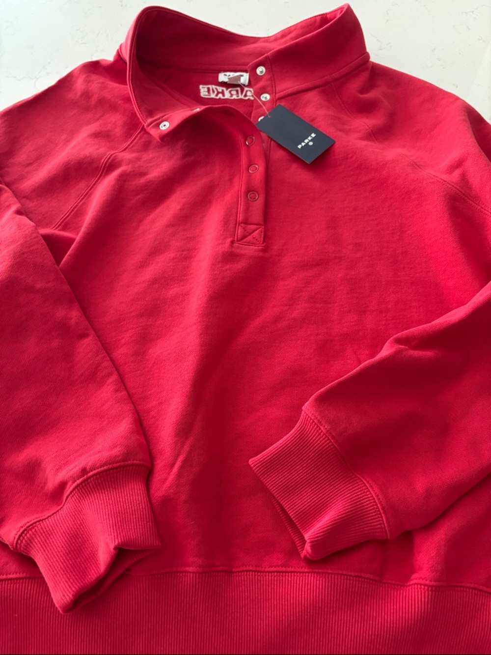 ARKET Red Snap-Button Quarter Polo Sweatshirt